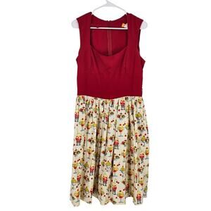 Bernie Dexter Dress Red Cupcakes Desserts Sleeveless Fit & Flare Mini Size XL